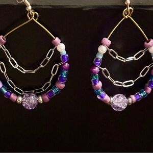 Colorful Beaded Hoop Earrings